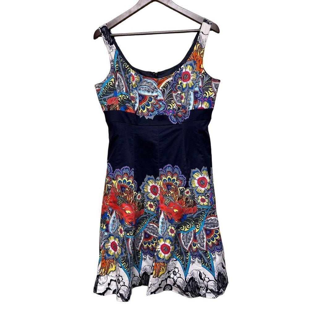 Nine West Sleeveless Floral Swing Dress Blue Women's Size 14